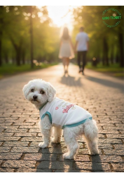 Beyaz Hanimiş Benim Tatlışım Baskılı Kedi Ve Köpek Kıyafeti Tişörtü Elbisesi Large/l/beden 3
