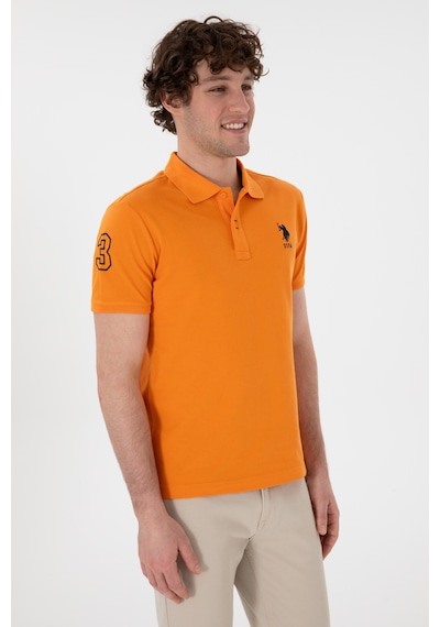 U.S. Polo Assn. Erkek Slim Fit Polo Yaka Turuncu Basic Tişört 50305929-VR051