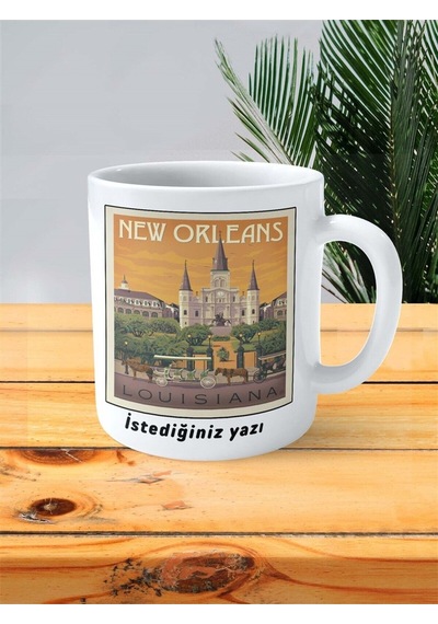 New Orleans Baskılı Kupa Bardak Kişiye Özel Desen Çok Renkli
