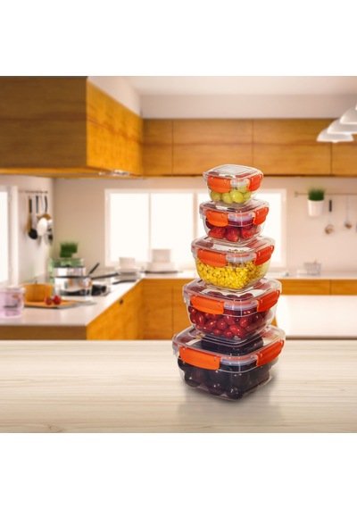 5'li Set Master Kare Saklama Kabı 275 ML - 500 ML - 900 ML - 1500 ML - 2400 ML 001