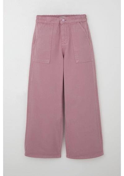 Breeze Kız Çocuk Gabardin Pantolon Geniş Paça Beli Lastikli 5-9 Yaş, Gülkurusu Gülkurusu