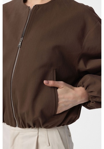 Antioch Crop Kadın Bomber Mont Kahve