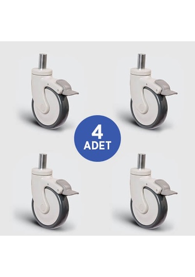4 Adet EC03MBT125F Döner Pim Bağlantılı Frenli Plastik