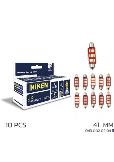 Niken 12 - 24 Volt 41 Mm Sofit Beyaz 12 Ledli Ampul Takımı - 10'lu Paket