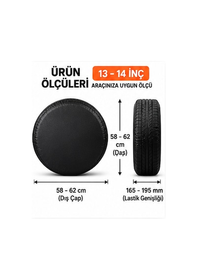 Trobus Nissan Sunny N14 1990-1995 13-14 İnç Stepne Kılıfı Siyah