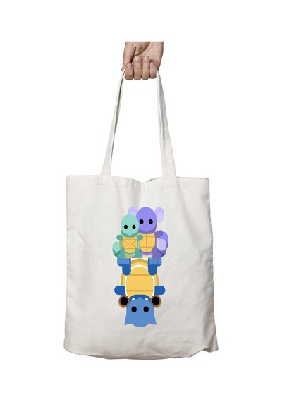Art Hediye Pokemon Squirtle Wartortle Blastoise İki Tarafı Kalıcı Baskılı Yıkanabilir Çanta Çok Renkli
