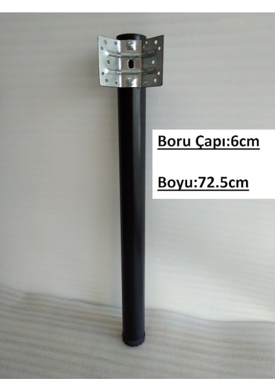 Demontepark Siyah Metal Boru Ayak, Mutfak Masası,Camlı Masa Ayağı, 72,5Cm
