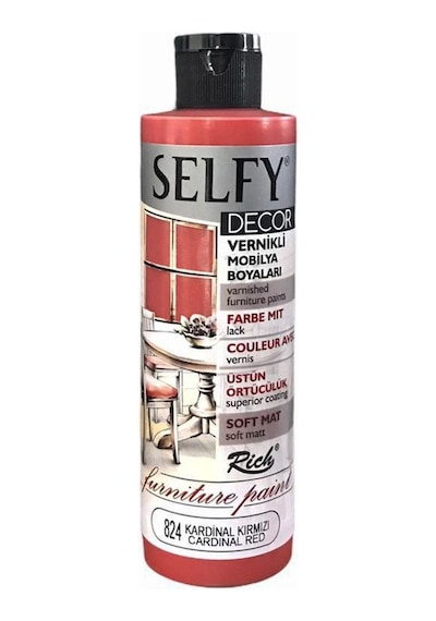 Rich Selfy Decor Vernikli Boya 240Cc - Kardinal Kırmızı 824