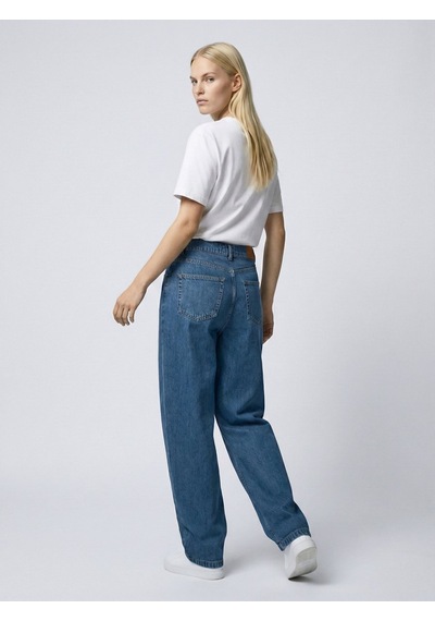 Larrıe Daralan Paça Orta Bel Mid Indigo Jean Pantolon