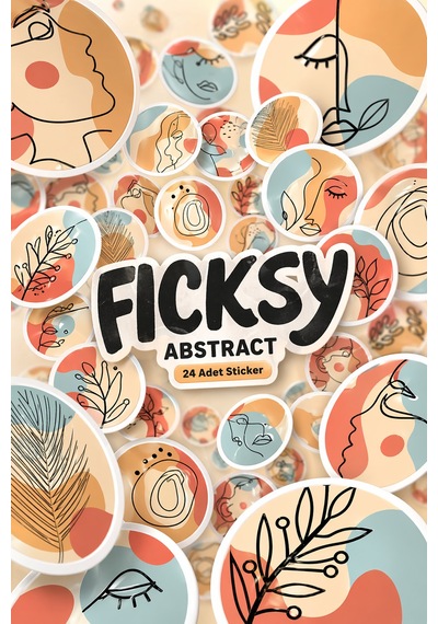Abstre Yuvarlak Sticker Seti - 24 Adet Etiket Çıkartma Diğer