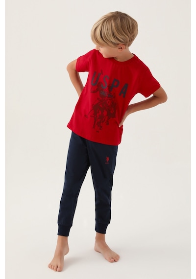 U.S. Polo Assn. Lisanslı Hat Kırmızı Erkek Çocuk Pijama Takımı 5274-43052 Kırmızı