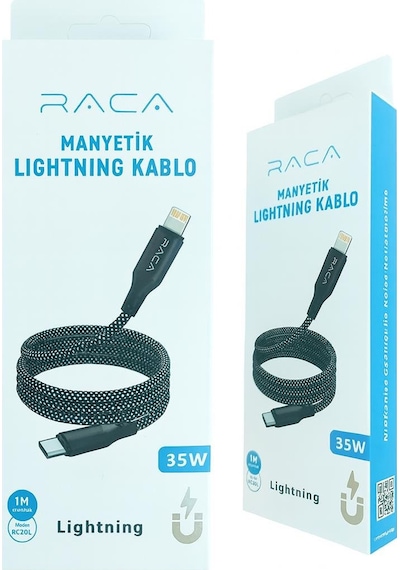 Raca Rc20l 35 Watt Type-c To Lightning Manyetik Şarj Kablosu 1 Metre - Siyah
