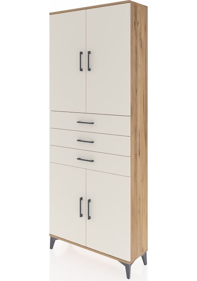 Arges Dolap 4 Raflı 3 Çekmeceli 4 Kapaklı 88x30x221 Çam-aytaşı Çam