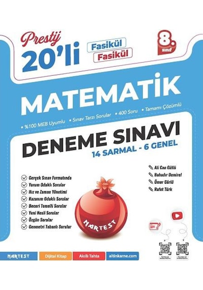 Nartest 8. Sınıf Prestij Matematik 20 Deneme Sınavı