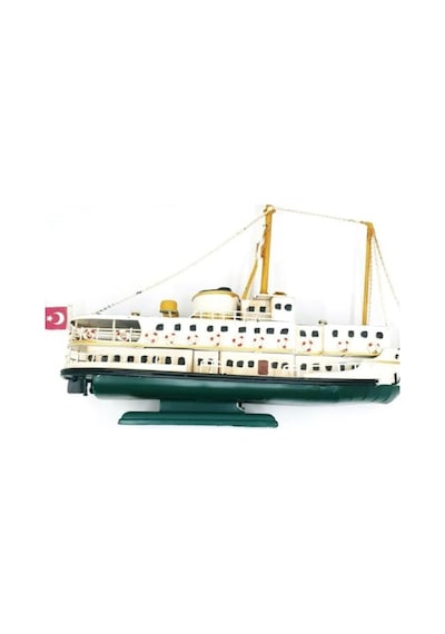 Işık Kasabası 130 Nostaljik Istanbul Vapuru - Türk Bayraklı Gemi - Metal Dekoratif İstanbul Vapur Çok Renkli