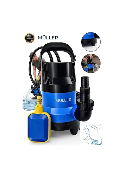Pro Müller 1000 Watt Çelik Bıçak Bakır Sargı Kirli Su Dalgıç Pompası Yüksek Tork