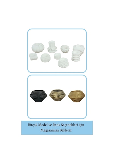 Mumluk Şamdan 3 Adet Tealight Uyumlu Elmas Çizgili Model - Beyaz