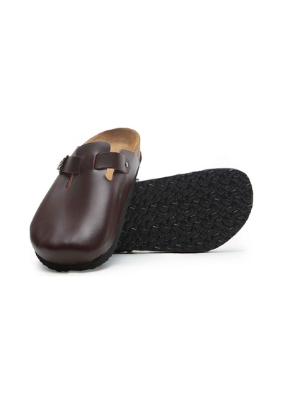 Comfortfusse Capri-n - Kadın Ortopedik Hakiki Deri Sabo Terlik Bordo Nappa Deri