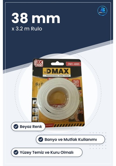 Su Sızdırmaz Bant 38 Mm X 3.2 M Beyaz Yapışkanlı Banyo Mutfak Sız