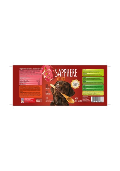 Sapphere Kırmızı Etli Yetişkin Köpek Maması Konserve 12 x 400 G