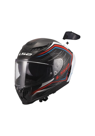 Ls2 Dragon Karbon Subıc Beyaz-mavi-kırmızı Kask Mavı