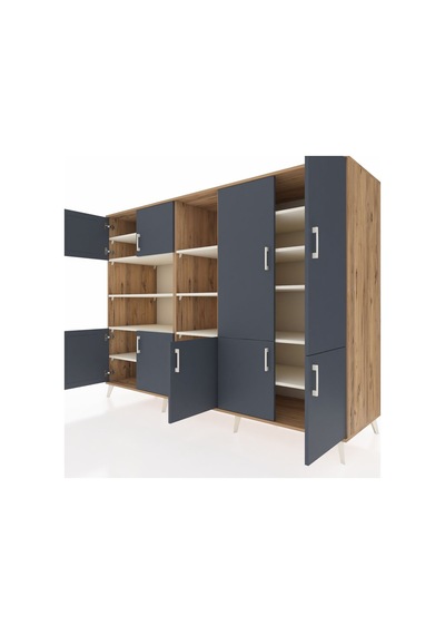 Kronos Dolap 14 Raflı 9 Kapaklı 220x59x163 Çam-antrasit/aytaşı Antrasıt/aytası - Atlas Çam Kronos Dolap 14 Raflı 9 Kapaklı 220x59x163 Çam-antrasit/aytaşı Antrasıt/aytası - Atlas Çam