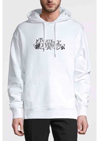 Bullet For My Valentine Black Gül Baskılı Beyaz Erkek Örme Sweat