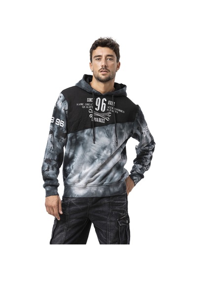 Cipo & Baxx Cl593 Erkek Hoodie Sweatshirt Modern Baskılı, Kapüşonlu, Rahat Kesim Sweatshirt Siyah