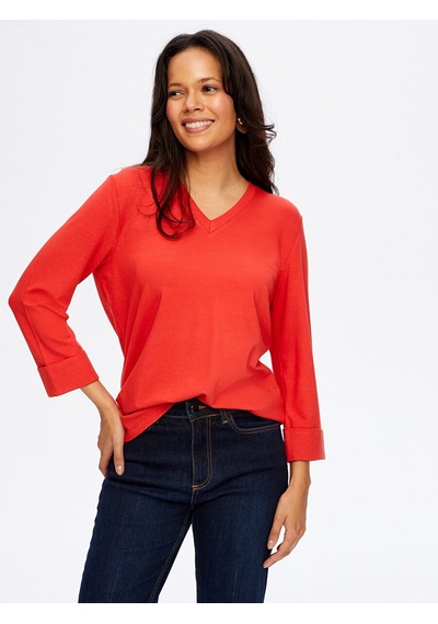 V Yaka Truvakar Kol T-shirt W26tsh002 Bw26tsh00241 Kırmızı