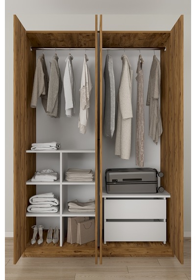 Aeka Ae-3190 Burç 4 Kapaklı Çok Bölmeli Askılı Raflı Ve Çekmeceli 210x140x53cm Gardırop Çam - Çam Aeka Ae-3190 Burç 4 Kapaklı Çok Bölmeli Askılı Raflı Ve Çekmeceli 210x140x53cm Gardırop Çam - Çam