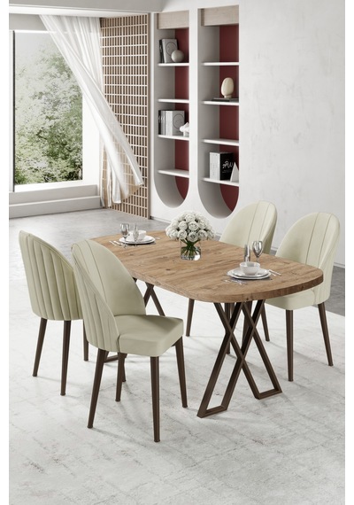 Canisa Kaye Serisi Mdf 90x168 Atlantik Çam Mutfak Masa Takımı 4 Krem Sandalye Atlantik Çam Masa Krem Sandalye Canisa Kaye Serisi Mdf 90x168 Atlantik Çam Mutfak Masa Takımı 4 Krem Sandalye Atlantik Çam Masa Krem Sandalye