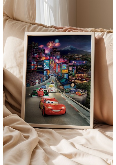 Şimşek Mcqueen Tokyo Gece Yarışı Çerçeveli Tablo - Lüks Çocuk Odası Neon Şehir Duvar Dekoru Tablo Beyaz Şimşek Mcqueen Tokyo Gece Yarışı Çerçeveli Tablo - Lüks Çocuk Odası Neon Şehir Duvar Dekoru Tablo Beyaz