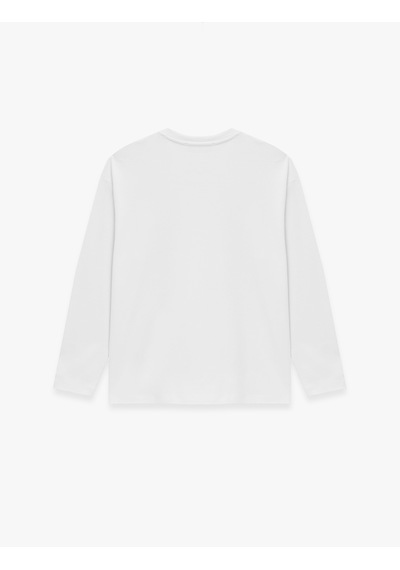 Koton Pamuklu Uzun Kollu Bisiklet Yaka Basic Oversize Tişört Beyaz 7wak50029ek