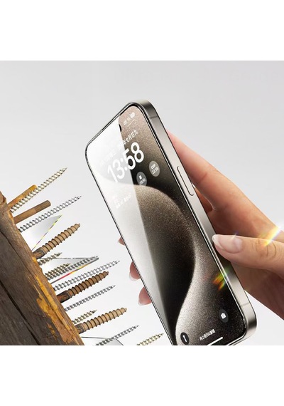 İphone 15 Pro Max Uyumlu Uygulama Aparatlı 2.5d Oliv Hd Temperli Cam Ekran Koruyucu - Beyaz - T41014