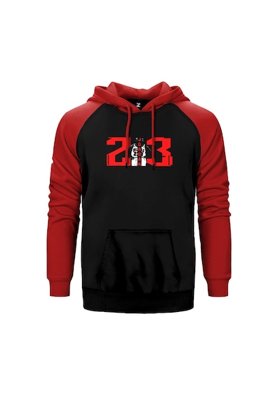 Michael Jordn 23 Kırmızı Renk Reglan Kol Kapşonlu Sweatshirt Kırmızı