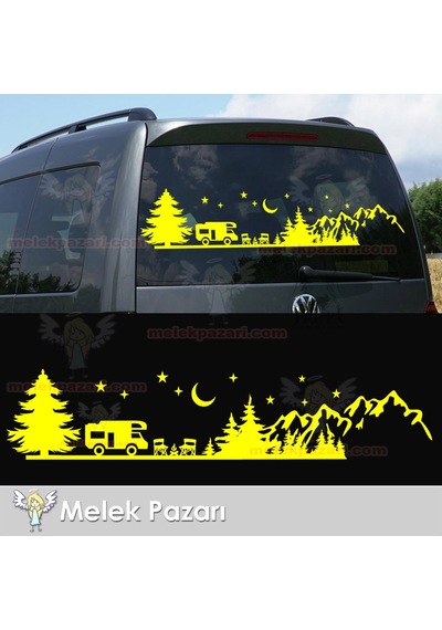 Camp, Orman Manzarası Karavan Stickerı, Karavan Çıkartma