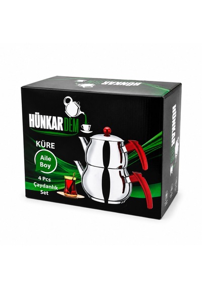Aile Büyük Boy Küre Çelik Çaydanlık Seti Üst: 1.2lt - Alt: 2lt 4915