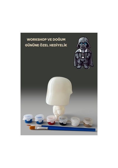 3d Darth Vader Figür Boyama Seti - Kendin Boya Hobi Ve Etkinlik Seti - Akrilik Boya + 2 Fırça