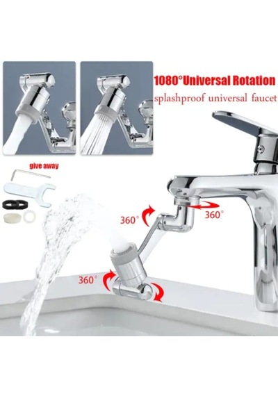 YCLSHOP Mutfak Banyo Musluk Başlığı1080 Derece Dönebilen- Krom