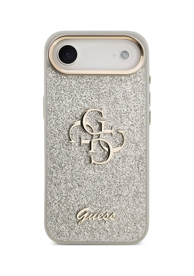 Apple Uyumlu iPhone 17 Air Kılıf Lisanslı 4g Büyük Metal Kamera Çerçeveli Ve Logolu Glitter Kapak Gri Gri