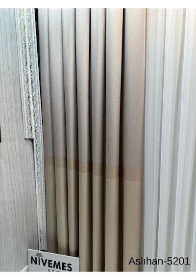 Nivemeshome Aslıhan Vizon Ft632116 V-5201 1/3 Sık Pile Fon Perde Apm Vizon