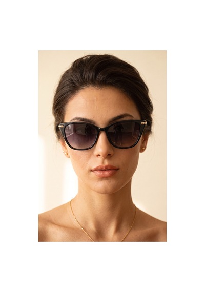 Kadın Polarize Cat Eye Güneş Gözlüğü Siyah Uv400 Korumalı