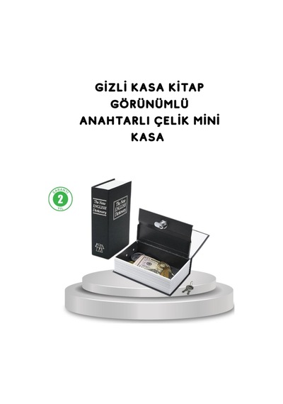 Gizli Kitap Kasa Metal Gövdeli Anahtarlı - Hs08373088-7343