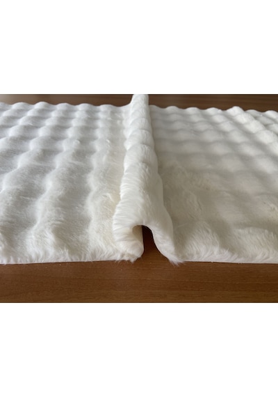 Prizma Bubble Peluş Pos Halı Kaymaz Latex Taban En 75 Ekru