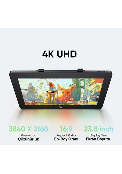 Xp-pen Artist Pro 24 Gen2 Grafik Tablet, 23.8" 4k Ips, 16384 Basınç, Dahili Stand, Vesa Xp Art24pro Gen2