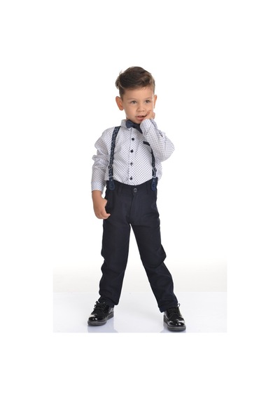 Buse&Eylül Bebe Lacivert Pantolon Askılı Erkek Çocuk Takımı