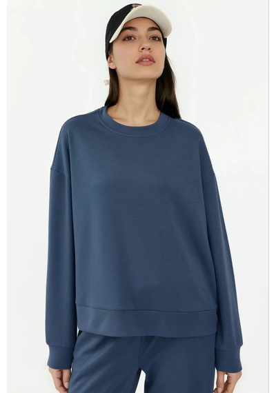 Hiccup Modal Dokunuşlu Basic Sweatshirt Oxford Mavisi
