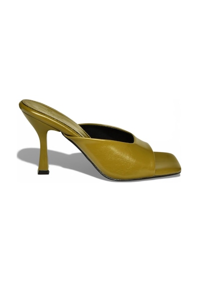Fox Shoes S590033160 Haki Rustik İnce Topuklu Kadın Terlik Haki