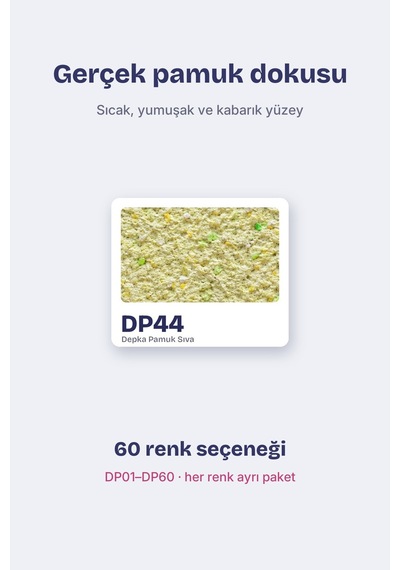 Depka Pamuk Sıva Dp44 2 Kg 7-8 M² İpek Sıva Alternatifi Isı Ve Ses Yalıtımlı Dekoratif Sıva