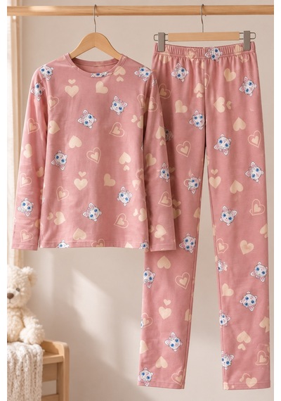 Free Beka Desenli Bisiklet Yaka Süet Kumaş Kız Çocuk Uzun Kollu Pijama Takımı Pembe Free Beka Desenli Bisiklet Yaka Süet Kumaş Kız Çocuk Uzun Kollu Pijama Takımı Pembe